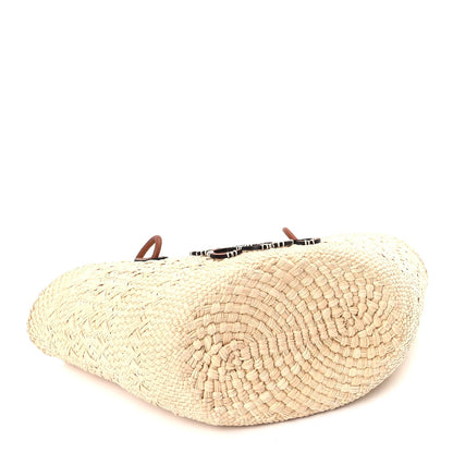 Loewe Calfskin Raffia Small Anagram Basket Tote Bag Natural Tan 3 of 7