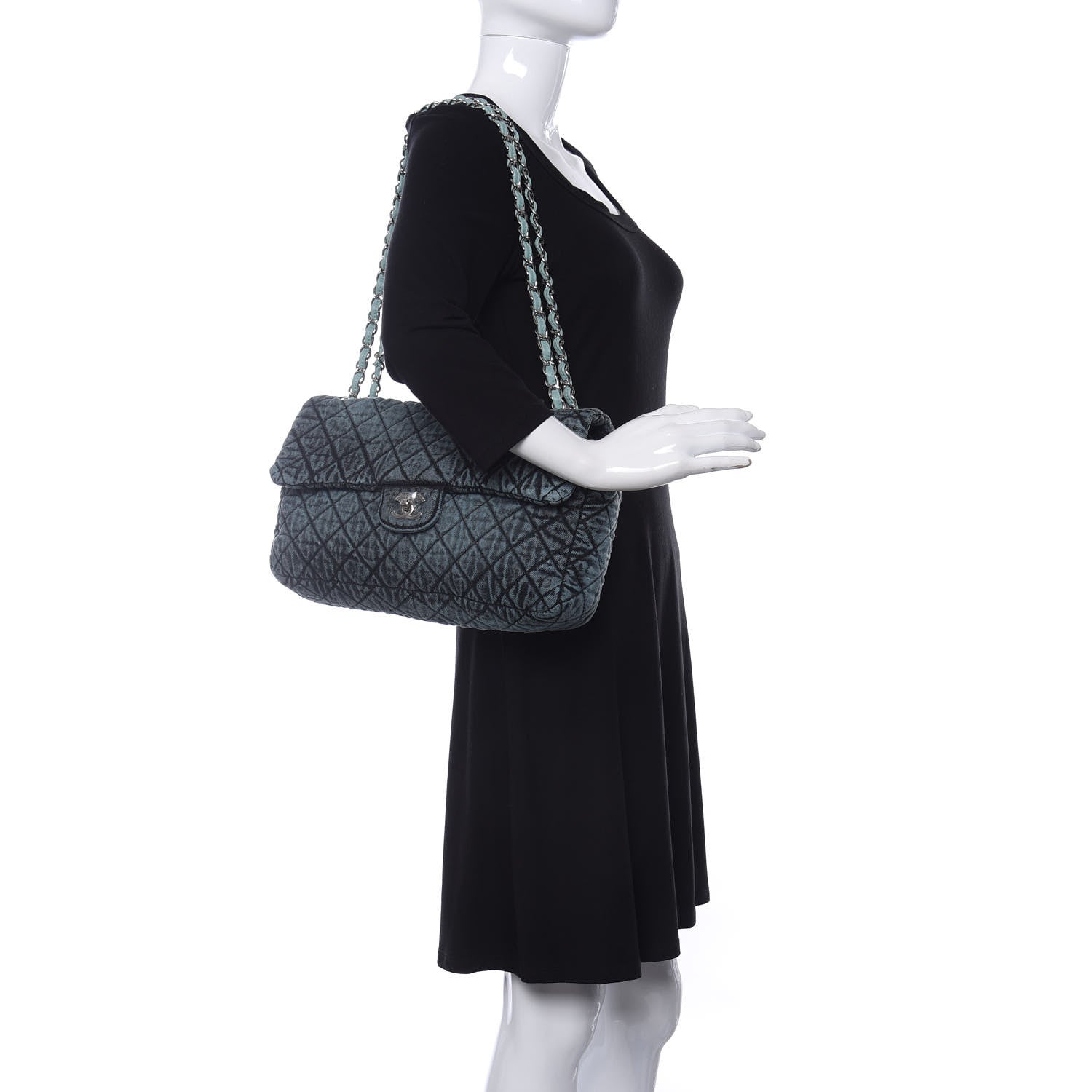 Chanel Denim Quilted Denimpression Flap Blue Black 2 of 11