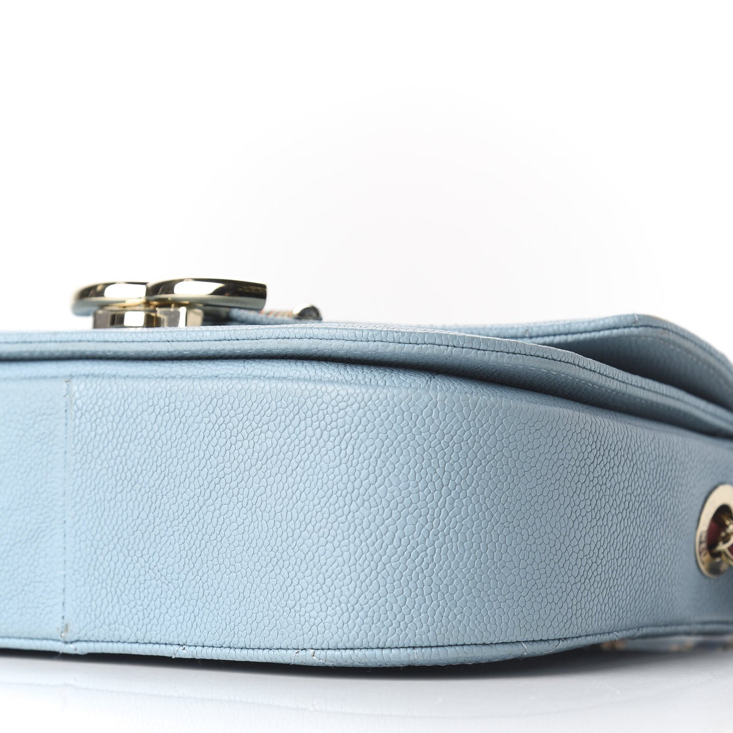 Caviar Quilted Thread Around Single Flap Blue