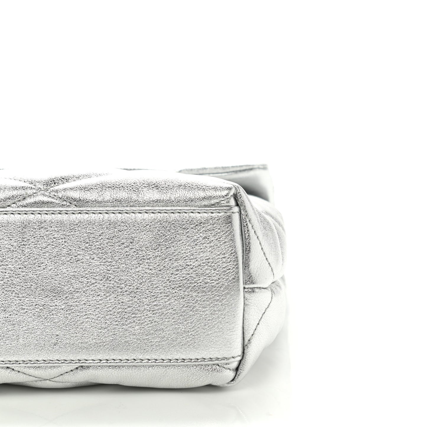 Metallic Lambskin Quilted Sade Puffer Envelope Clutch Argento