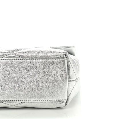 Saint Laurent Metallic Lambskin Quilted Sade Puffer Envelope Clutch Argento 9 of 9