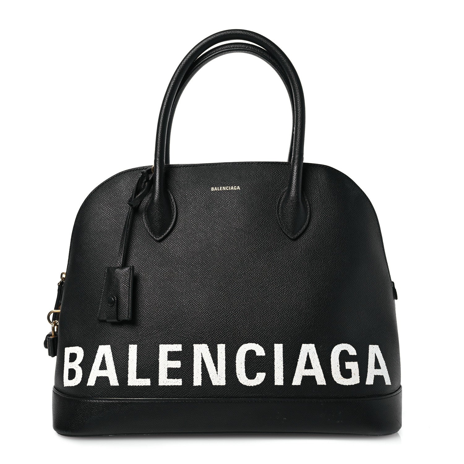 Balenciaga Signature Grained Calfskin Logo M Ville Top Handle Bag Black 1 of 17