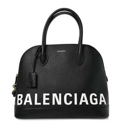Balenciaga Signature Grained Calfskin Logo M Ville Top Handle Bag Black 1 of 17