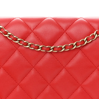 Chanel Lambskin Quilted Clutch with Chain Flap Red 14 of 15