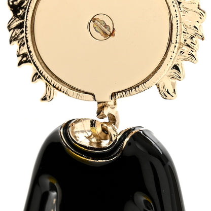 Chanel Enamel Crystal Pearl CC Lion Bag Charm Black White 3 of 3