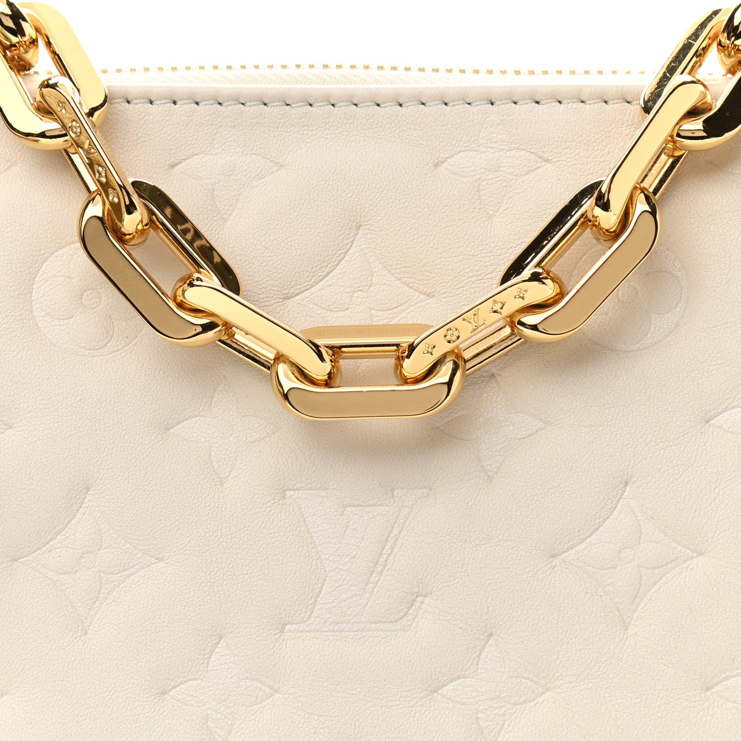 Louis Vuitton Lambskin Embossed Monogram Coussin PM Beige Cream 8 of 12