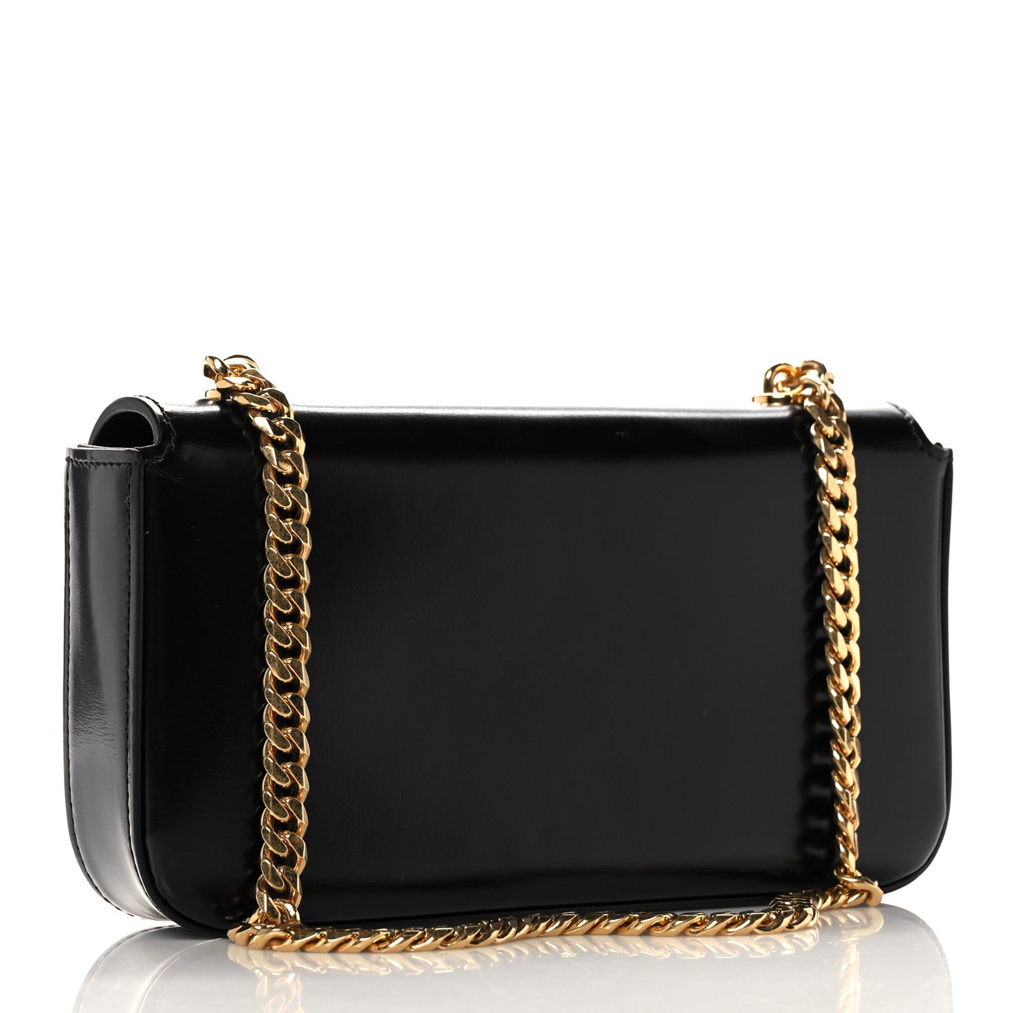 Shiny Calfskin Triomphe Chain Shoulder Bag Black