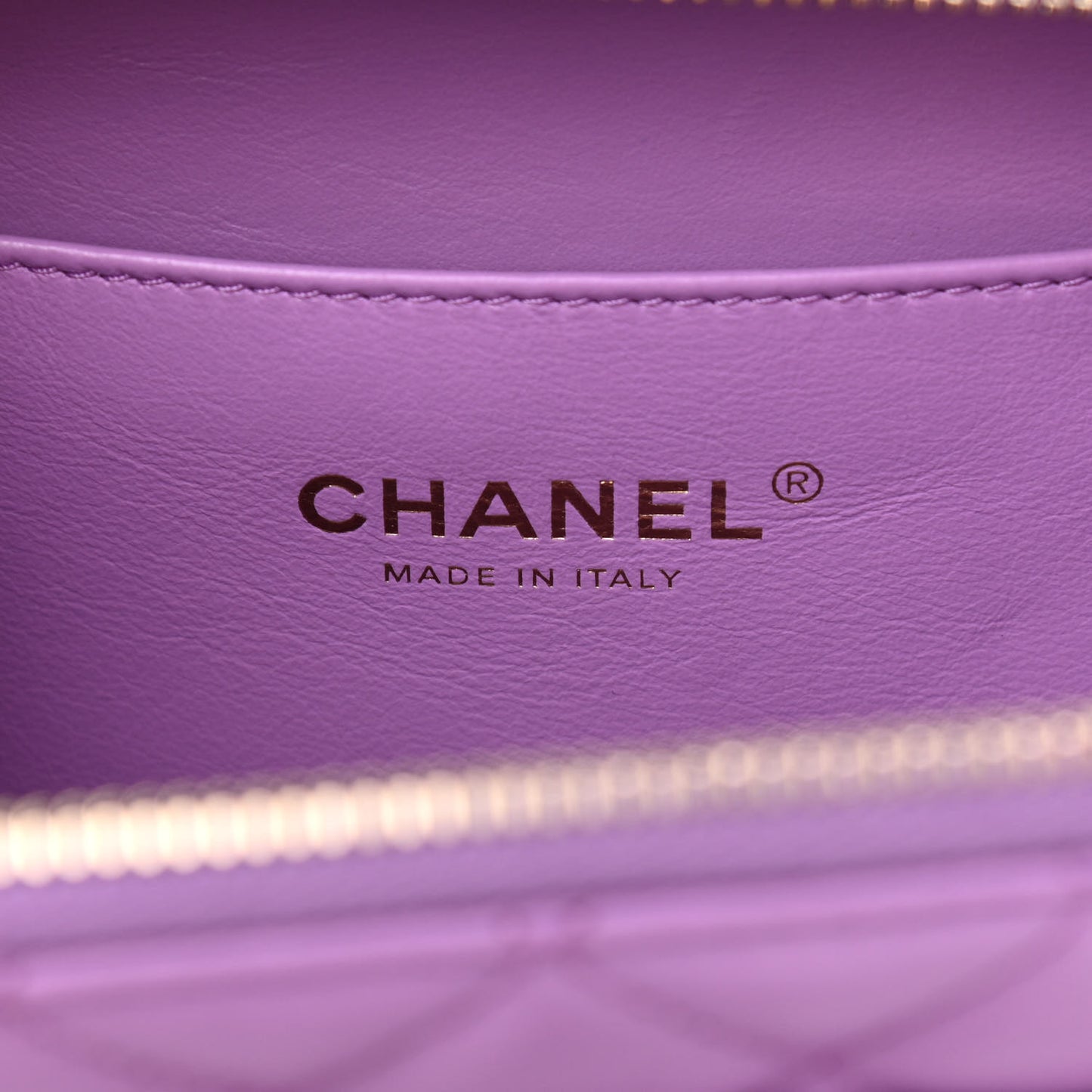 Lambskin Quilted Mini Pick Me Up Vanity Case Purple