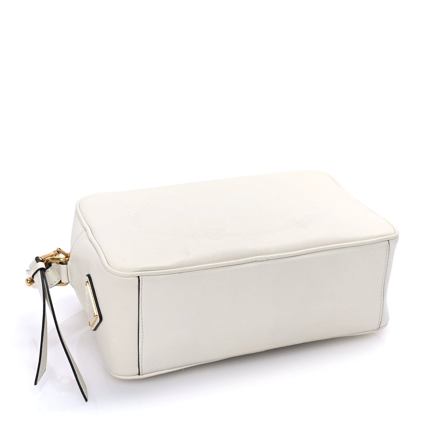 Glace Calfskin Embossed Logo Crossbody White