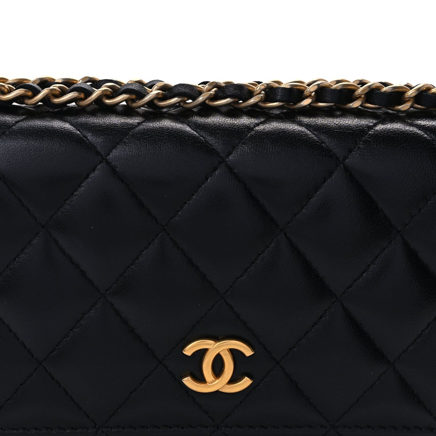 Lambskin Quilted Mini Romance Wallet On Chain WOC Black