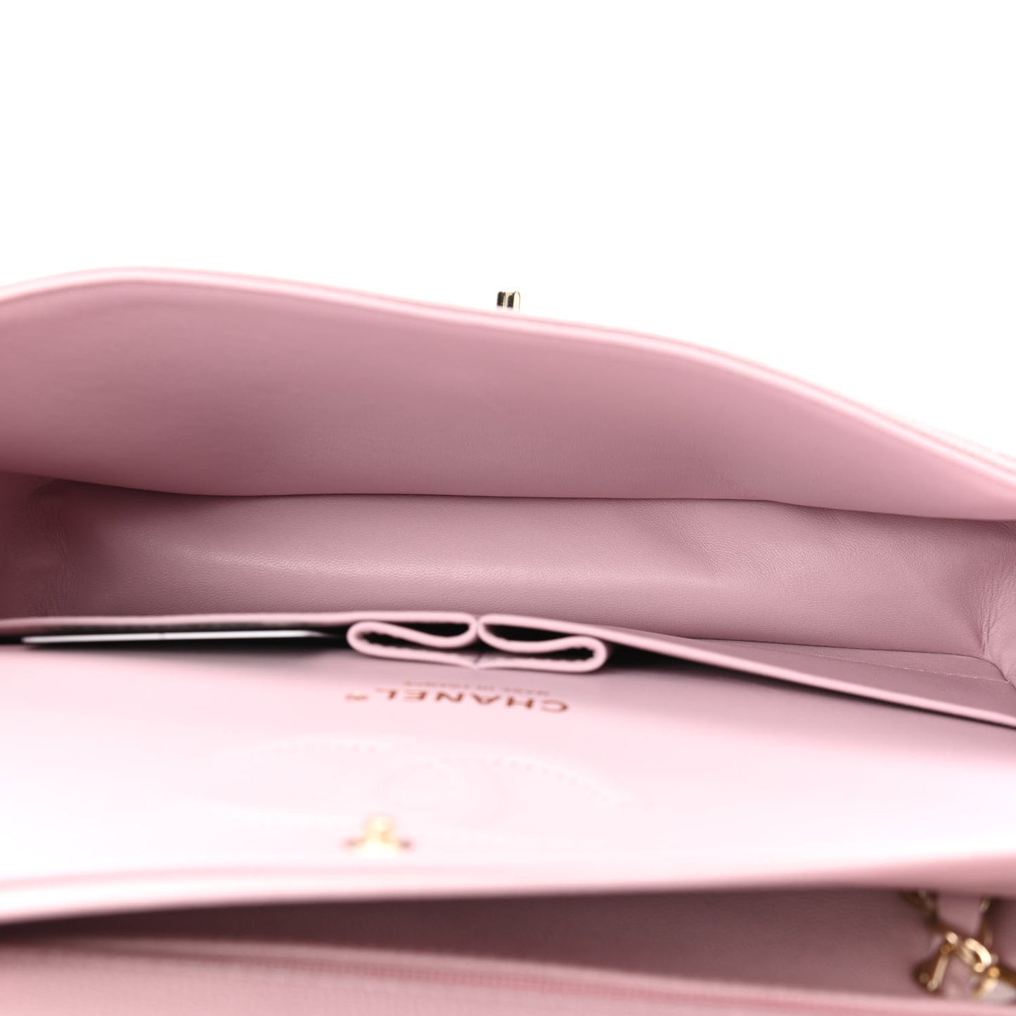 Caviar Quilted Medium Double Flap Light Pink