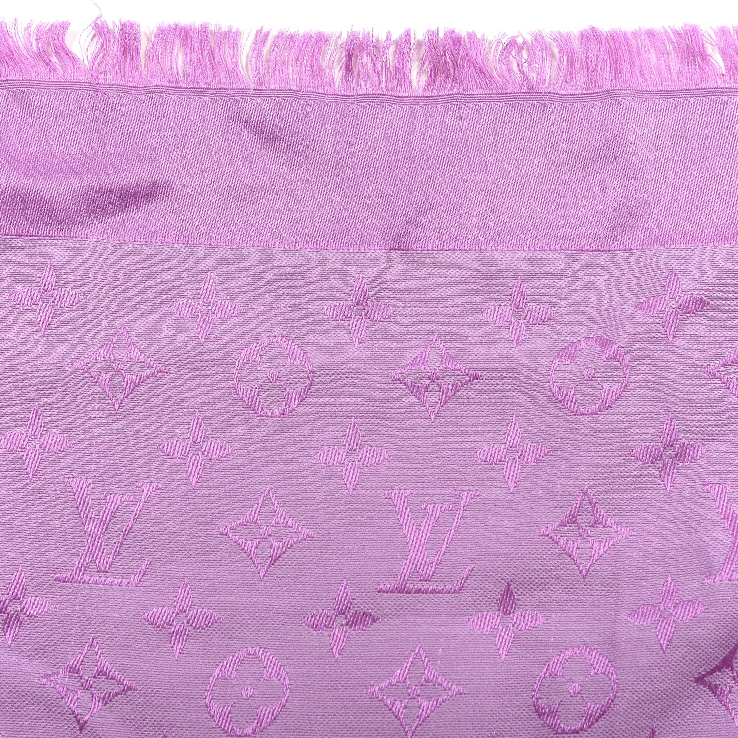 Louis Vuitton Silk Wool Monogram Denim Shawl Cyclamen Pink 5 of 5