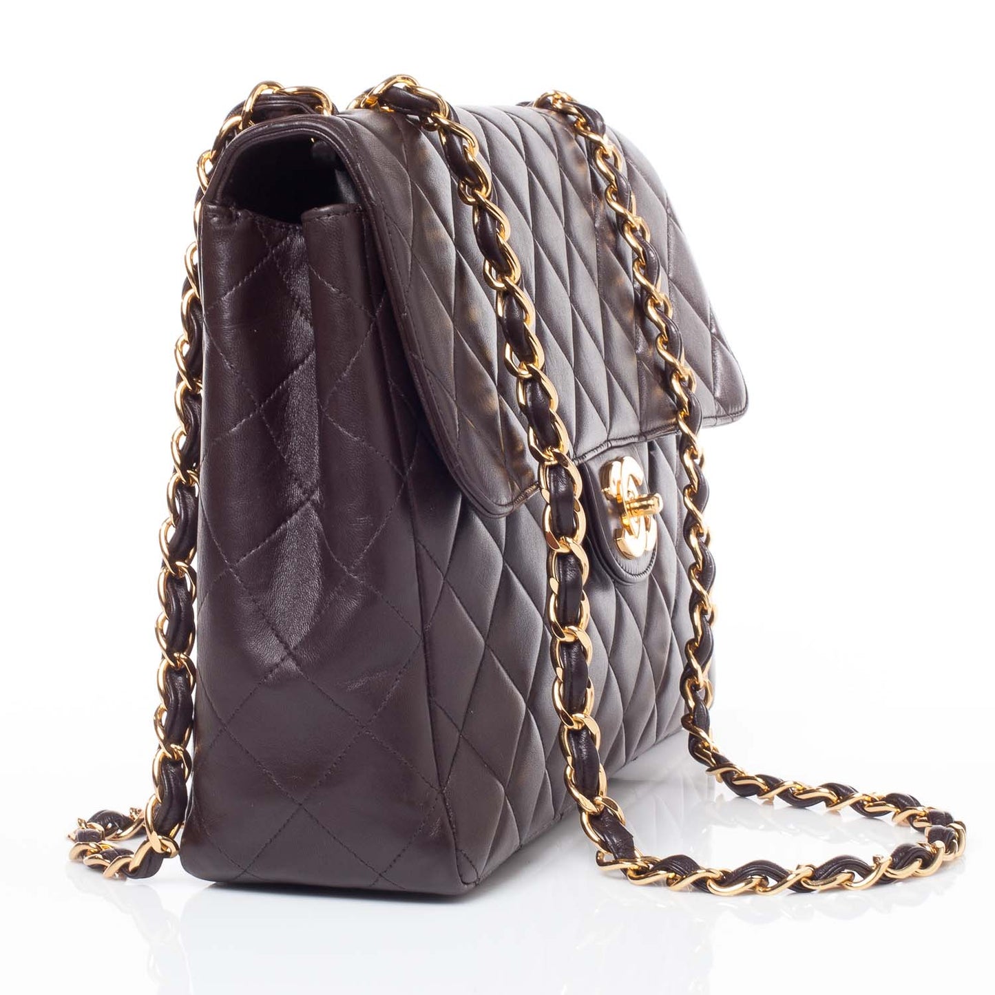 Lambskin Jumbo Single Flap Brown