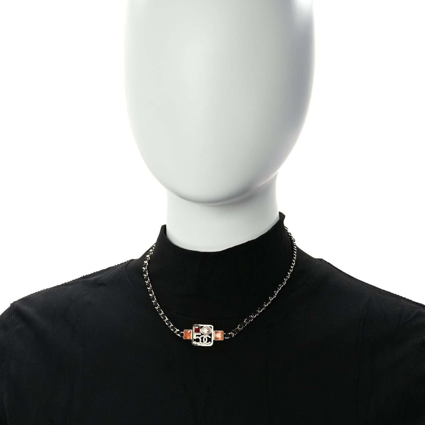 Calfskin Pearl Gripoix Chocker Necklace  Gold Multicolour