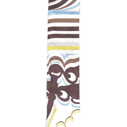 Hermes Silk Brides De Gala Shadow Twilly Marron White Jaune 3 of 4