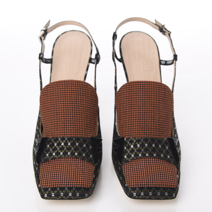 Fendi Fabric Jacquard Ffreedom Slingback Pumps 40.5 5 of 11