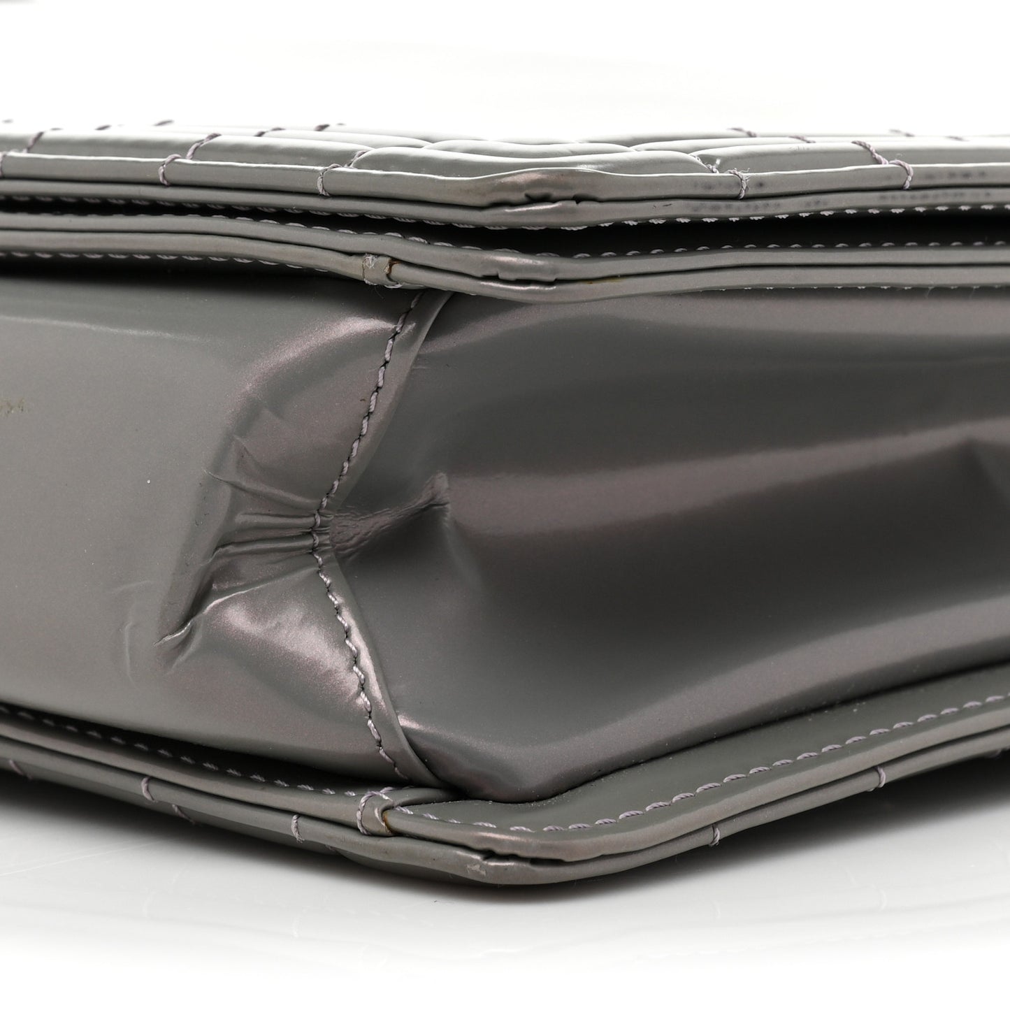 Glazed Calfskin Large Boy Flap Grey