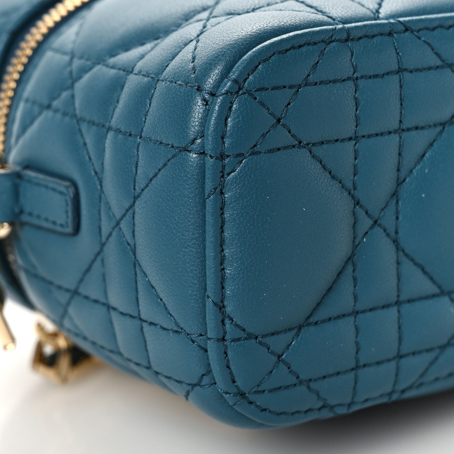 Lambskin Cannage Micro Lady Dior Vanity Case Deep Ocean