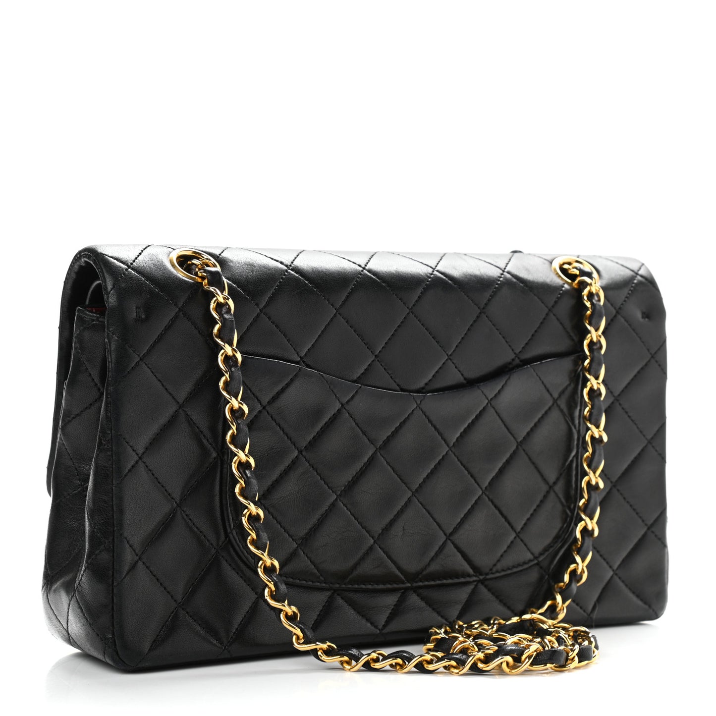 Lambskin Quilted Medium Double Flap Black