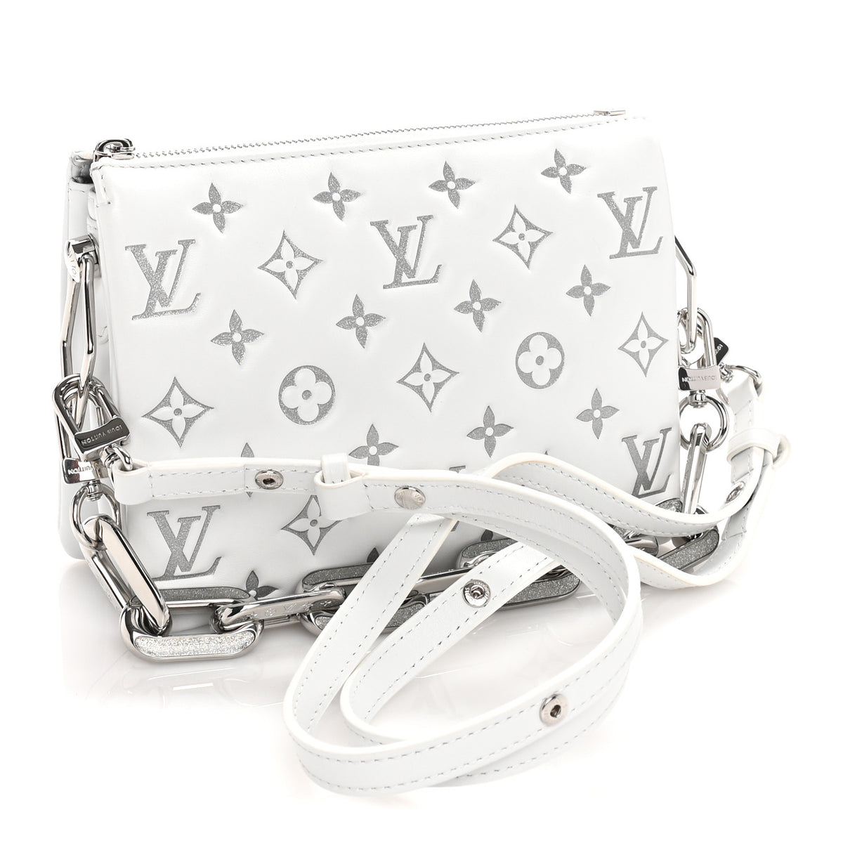Lambskin Embossed Monogram Coussin BB White Silver