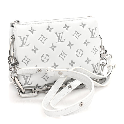 Louis Vuitton Lambskin Embossed Monogram Coussin BB White Silver 2 of 8