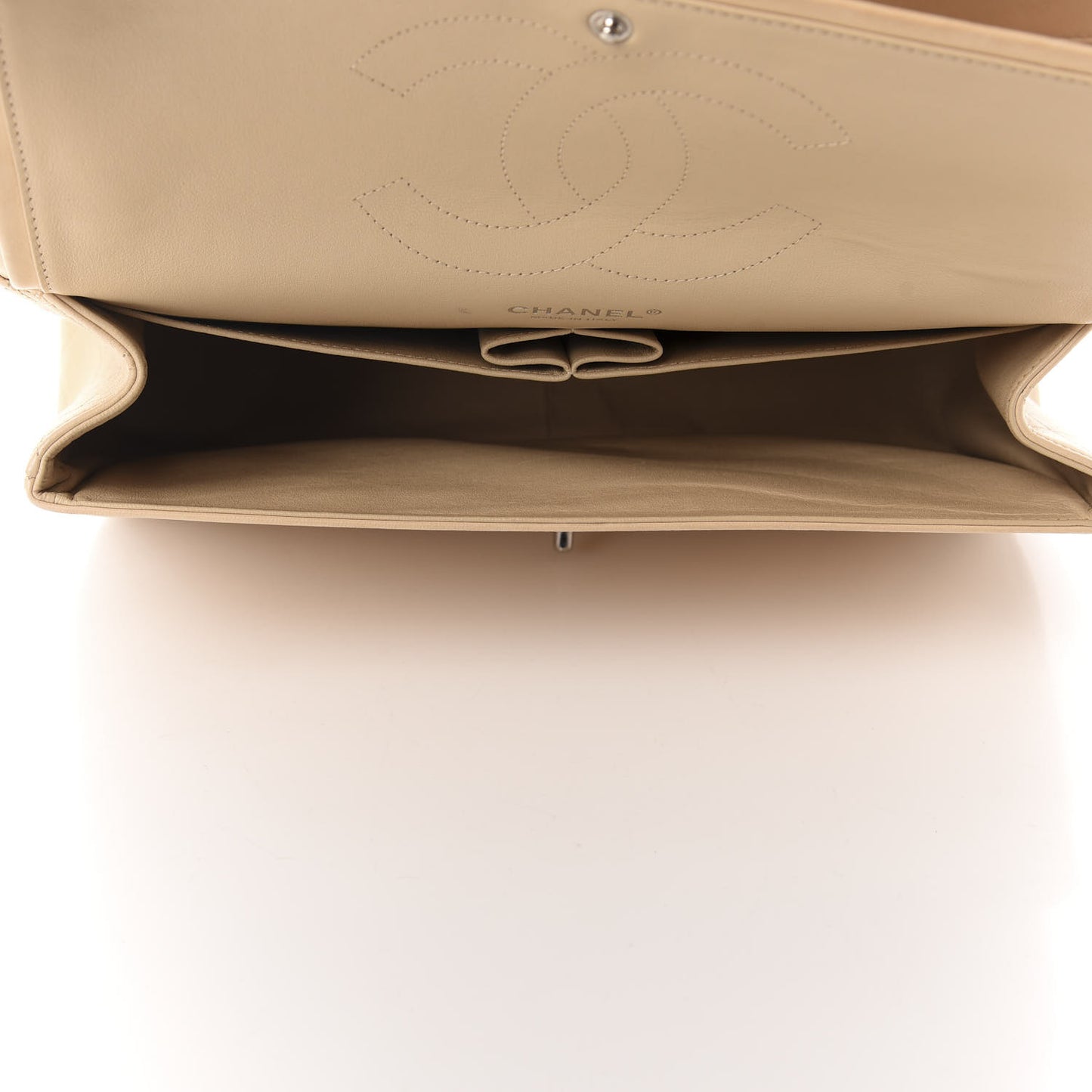 Lambskin Quilted Jumbo Double Flap Beige Clair