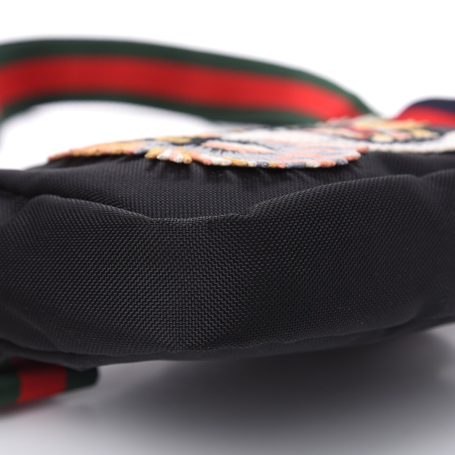 Gucci Canvas Web Tiger Embroidered Messenger Bag Black 8 of 9