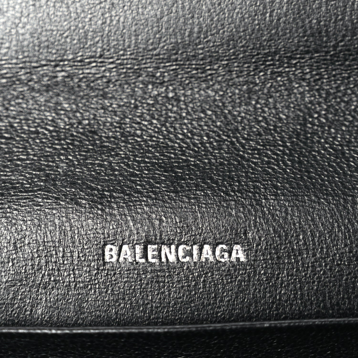 Balenciaga Grained Calfskin Logo Cash Phone Holder Wallet On Chain Black 5 of 8