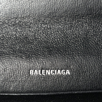 Balenciaga Grained Calfskin Logo Cash Phone Holder Wallet On Chain Black 5 of 8