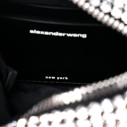 Alexander Wang Mesh Crystal Rhinestone Mini Heiress Pouch Black Silver 7 of 11