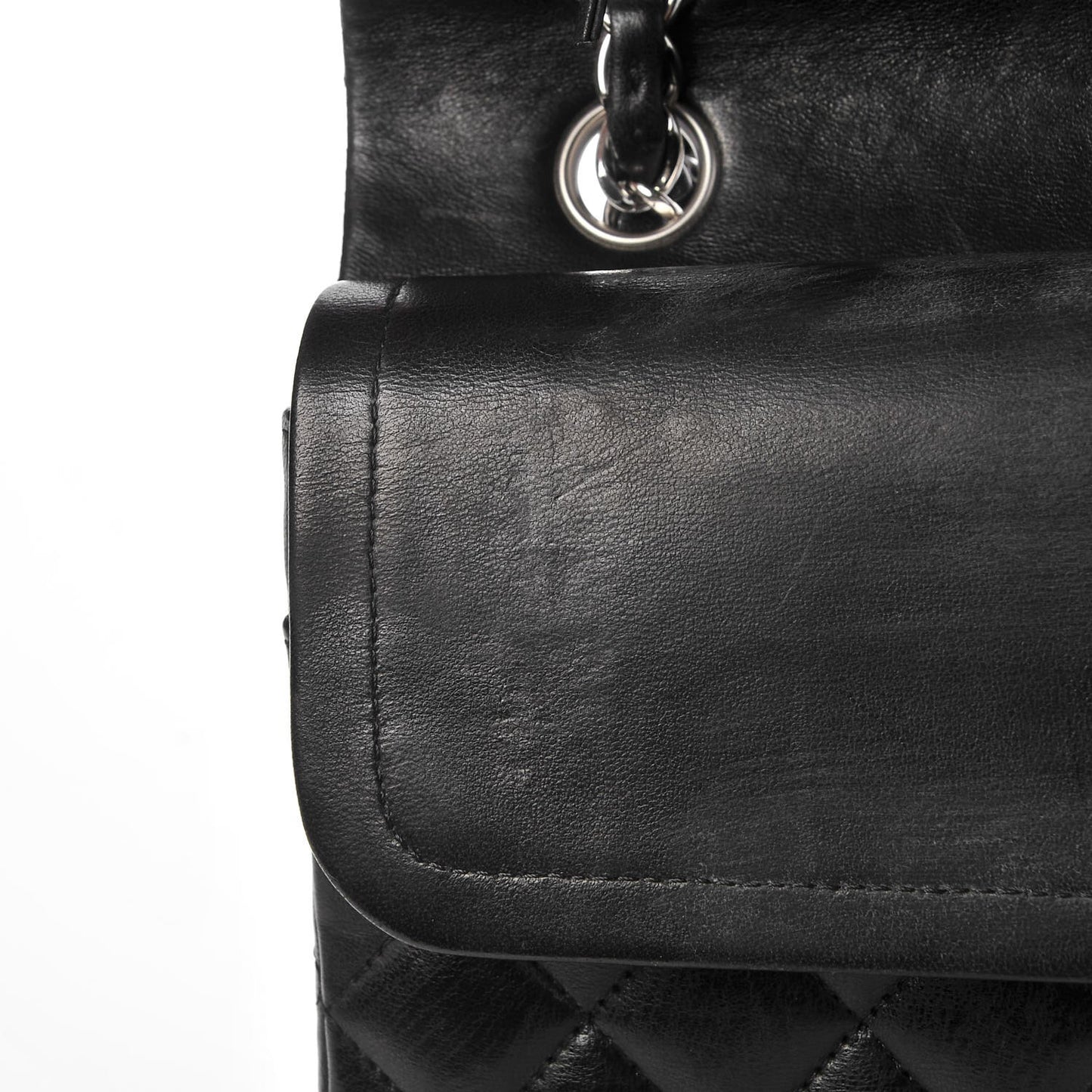 Lambskin Quilted Medium Double Flap Black