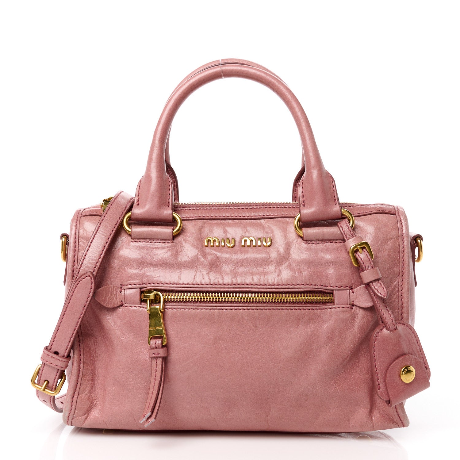 Miu Miu Vitello Shine Zip Tote Loto 1 of 10