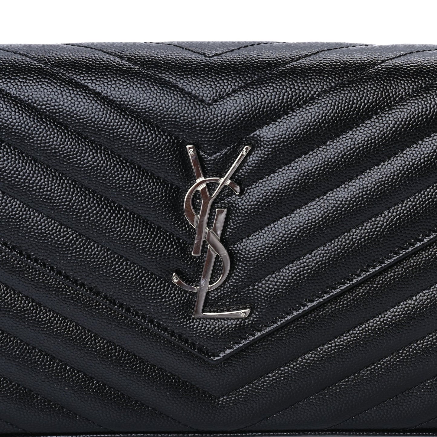Grain De Poudre Matelasse Chevron Monogram Chain Wallet Black