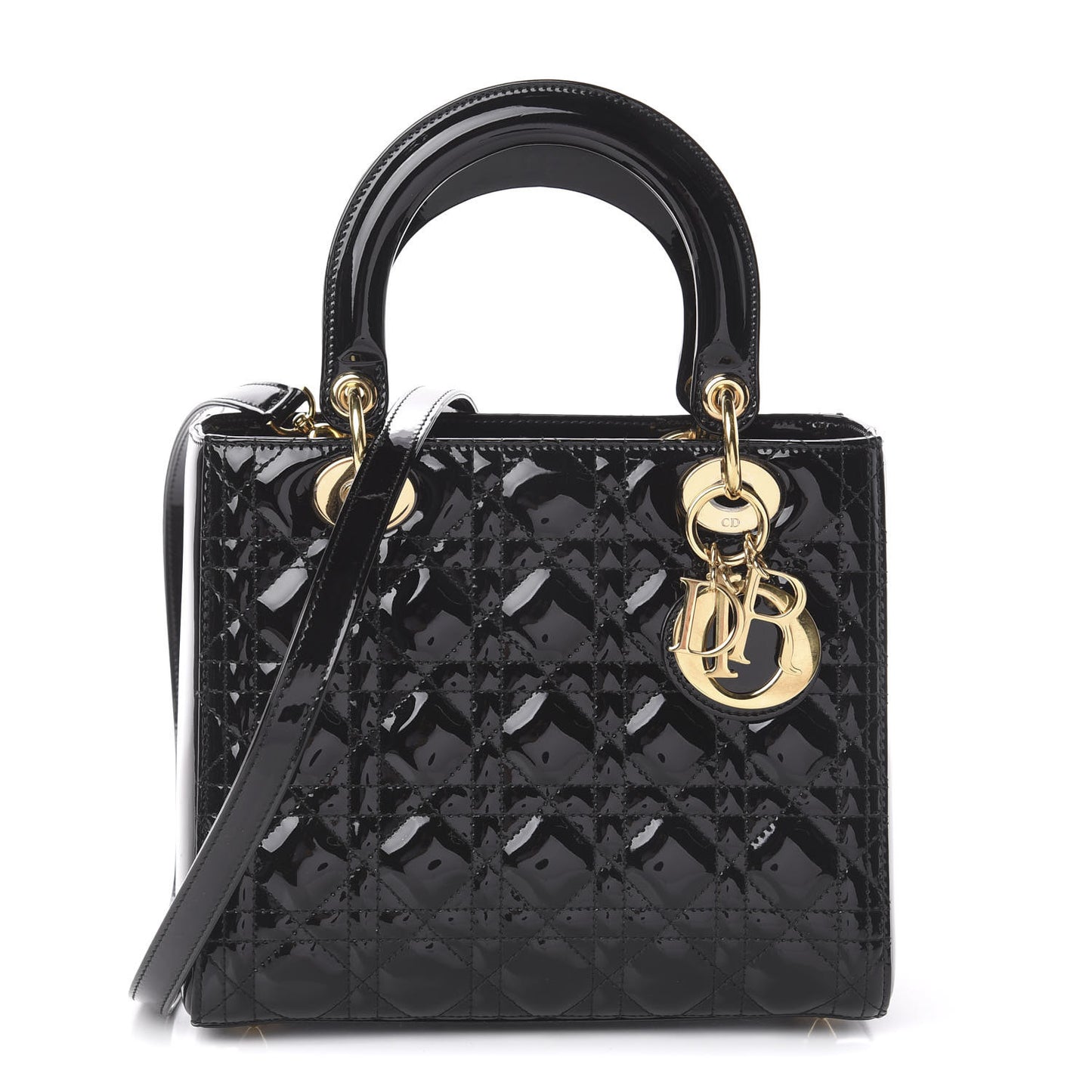 Patent Cannage Medium Lady Dior Black