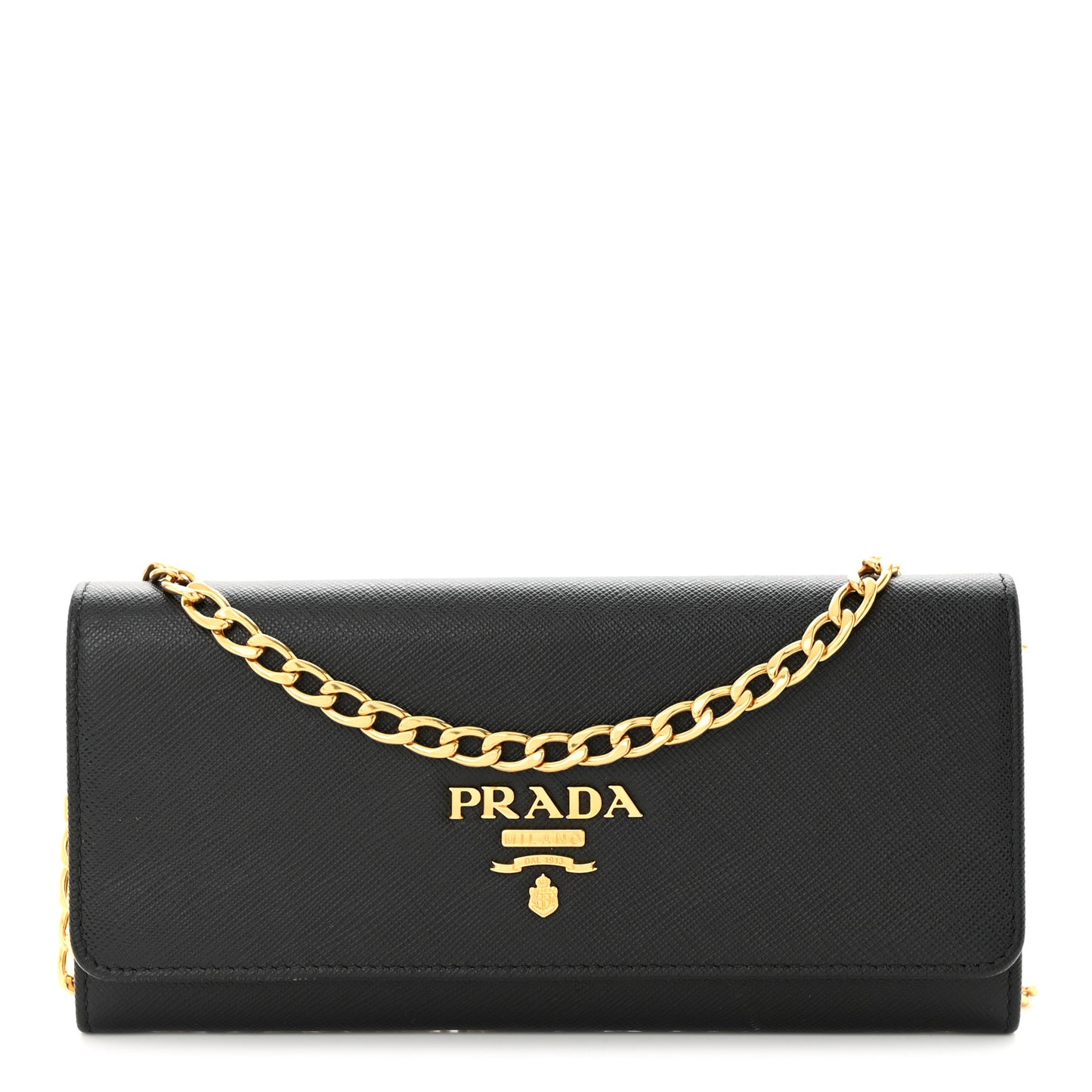 Saffiano Lux Chain Wallet Black