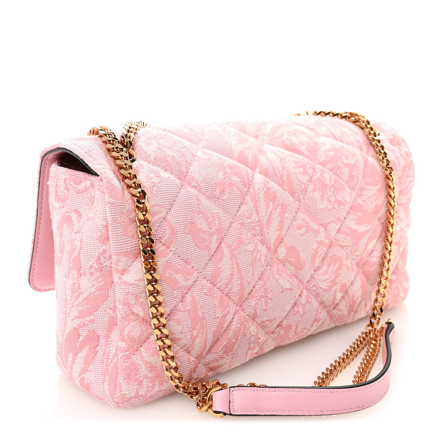 Versace Baroque Jacquard Quilted Medium Medusa Shoulder Bag Baby Pink 3 of 9