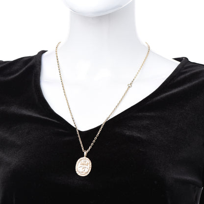 Chanel Crystal CC Medallion Necklace Gold 2 of 4