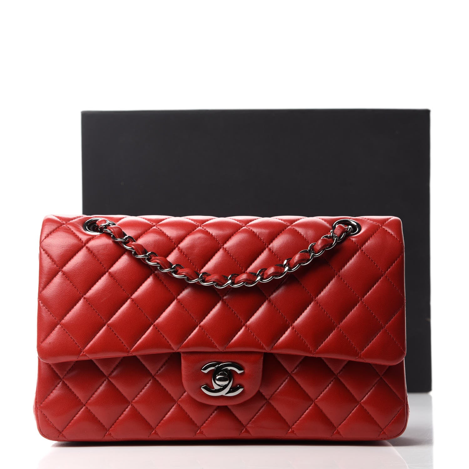 Chanel Lambskin Quilted Medium Double Flap Red 14 of 14