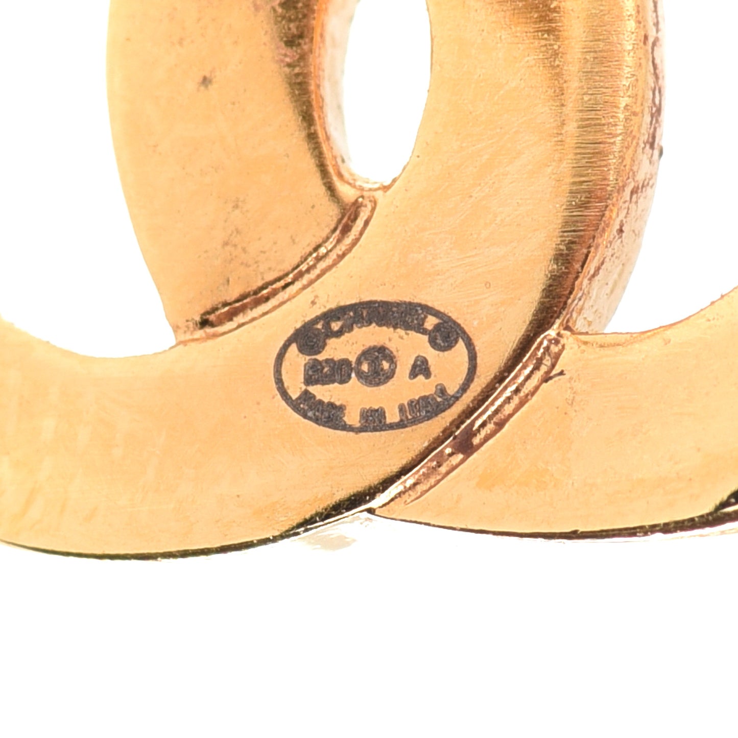 Metal CC Paris Button Stud Earrings Gold