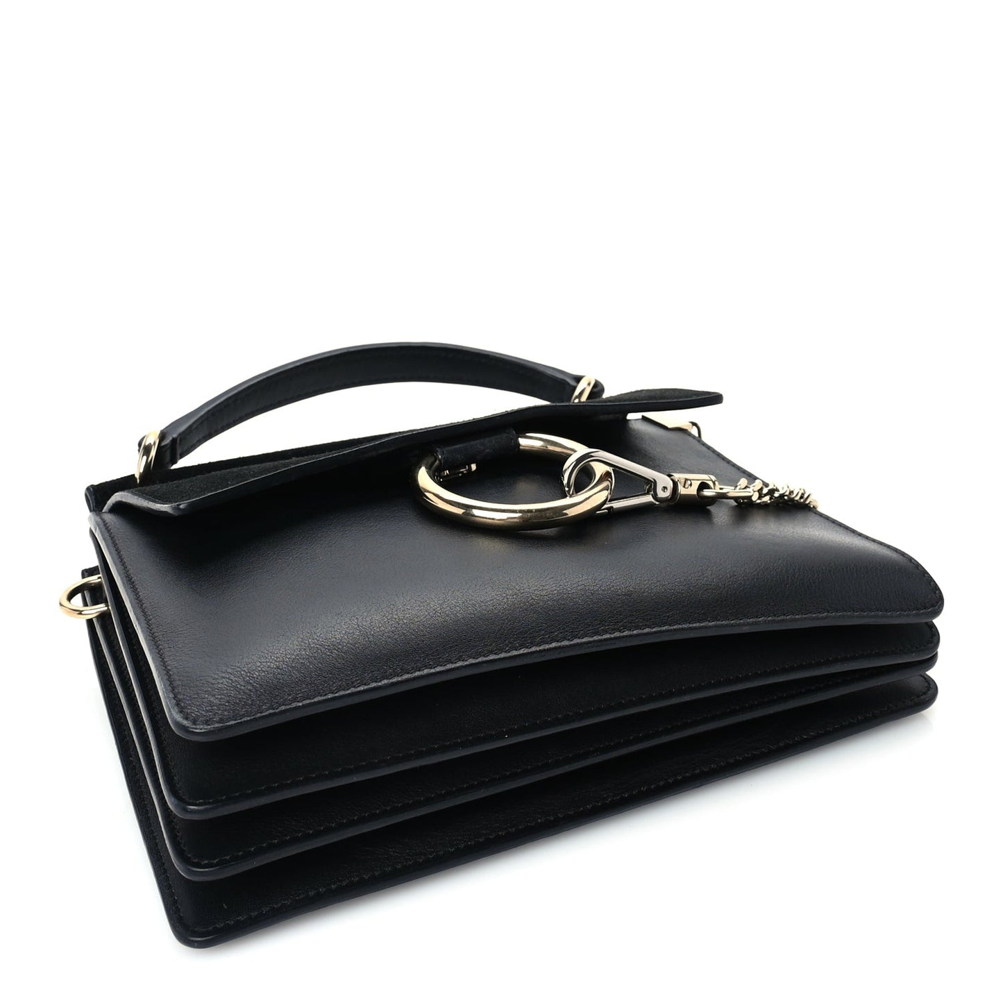Suede Calfskin Small Faye Shoulder Bag Black