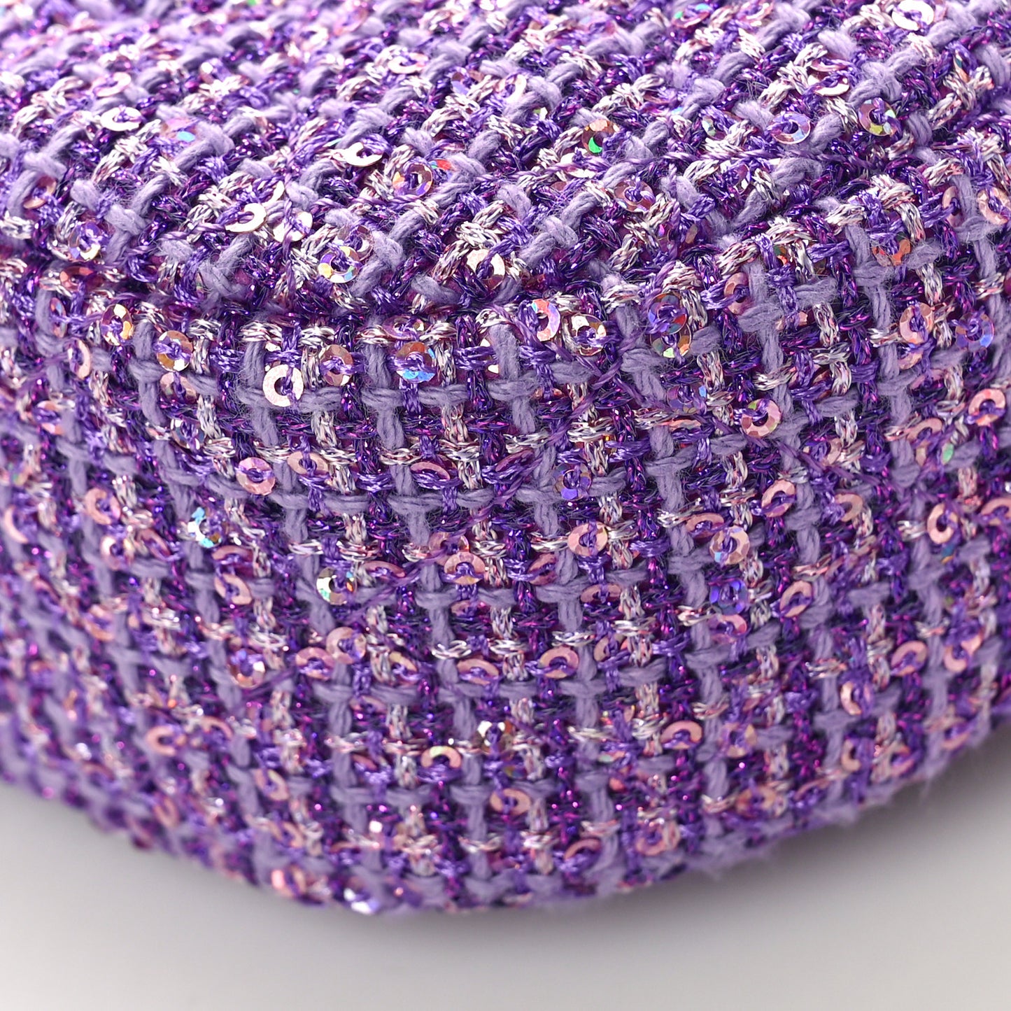 Tweed Sequin Quilted Baywatch Top Handle Flap Purple