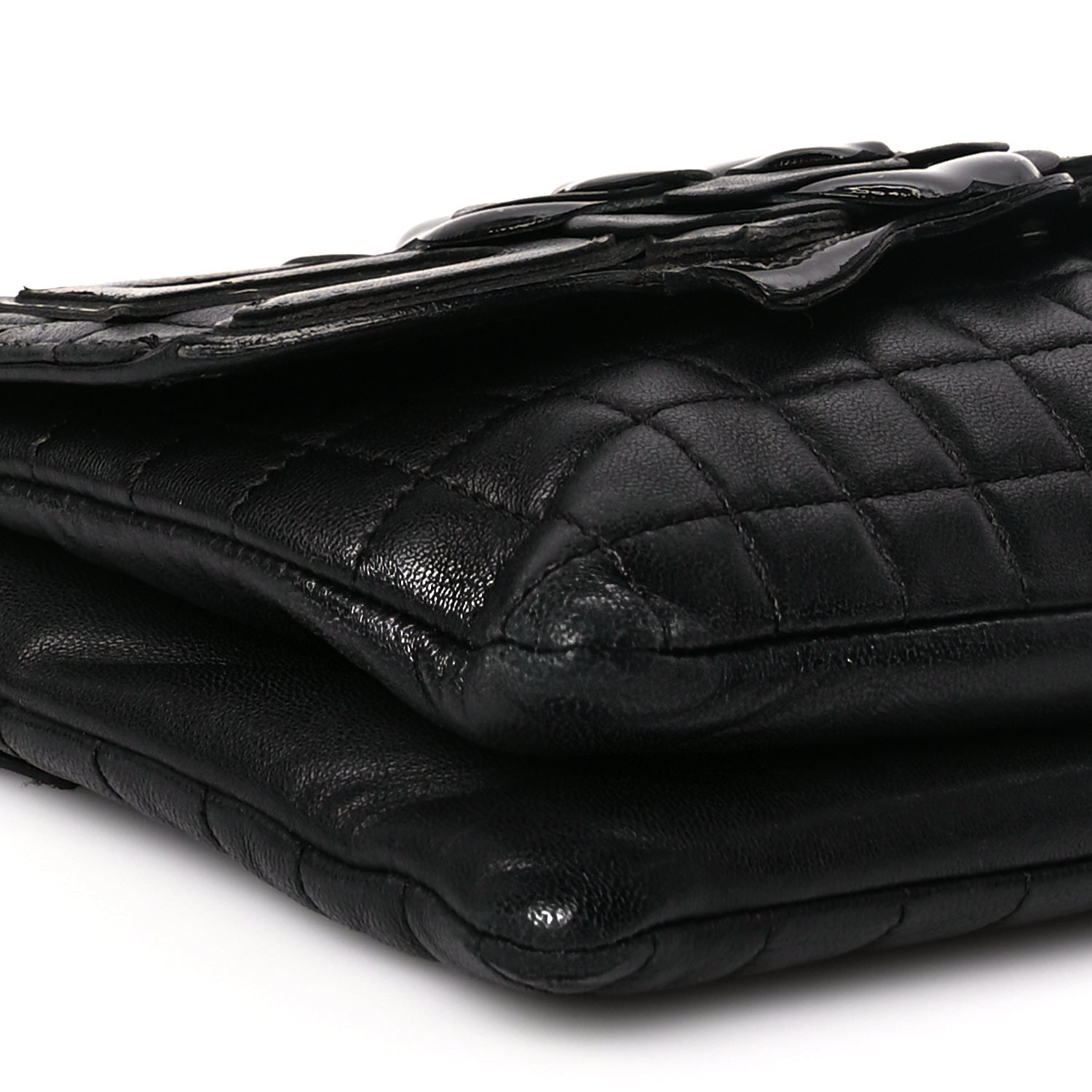 Chanel Lambskin Quilted Chocolate Bar Camellia No. 5 Flap Bag Black 8 of 9