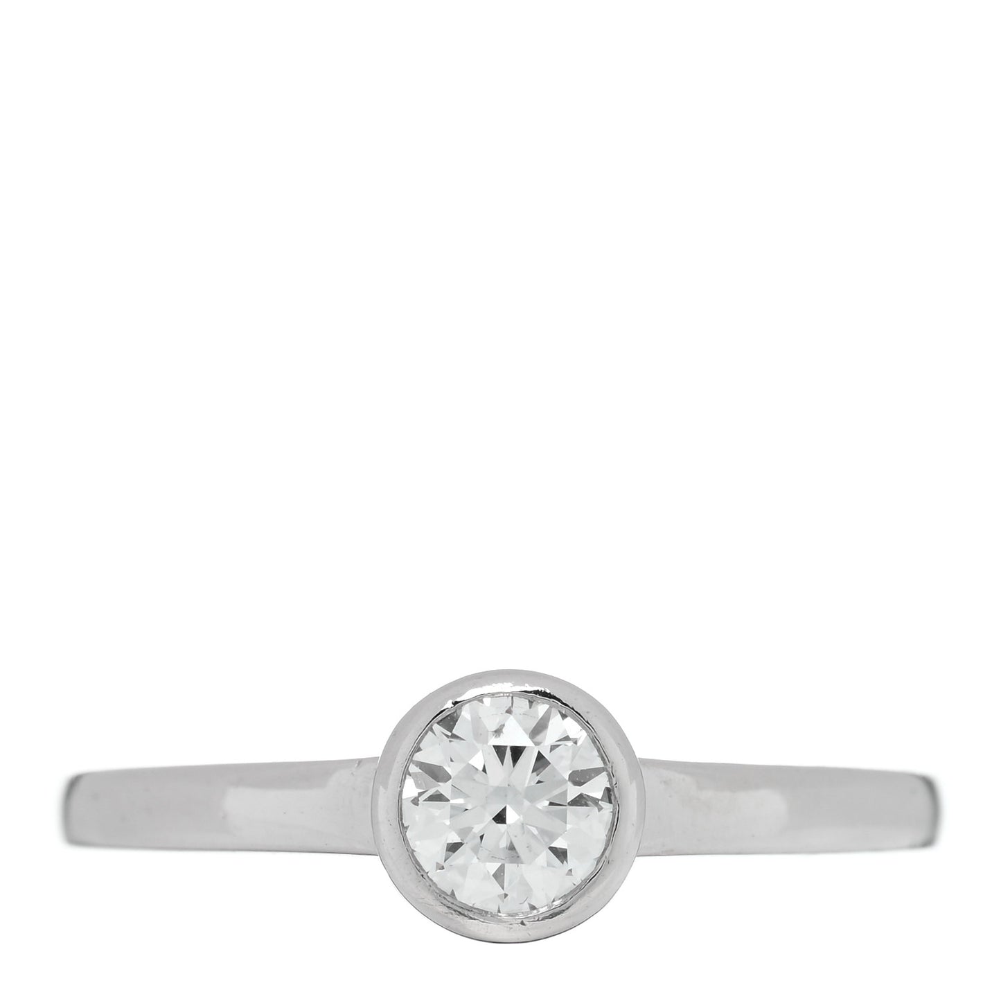 Platinum Diamond .50ct Bezel Set Solitaire Engagement Ring 54 6.75