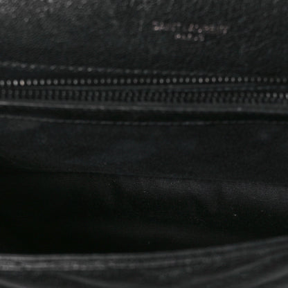 Saint Laurent Sheepskin Matelasse Chevron Monogram Monochrome Medium College Bag Black 5 of 7