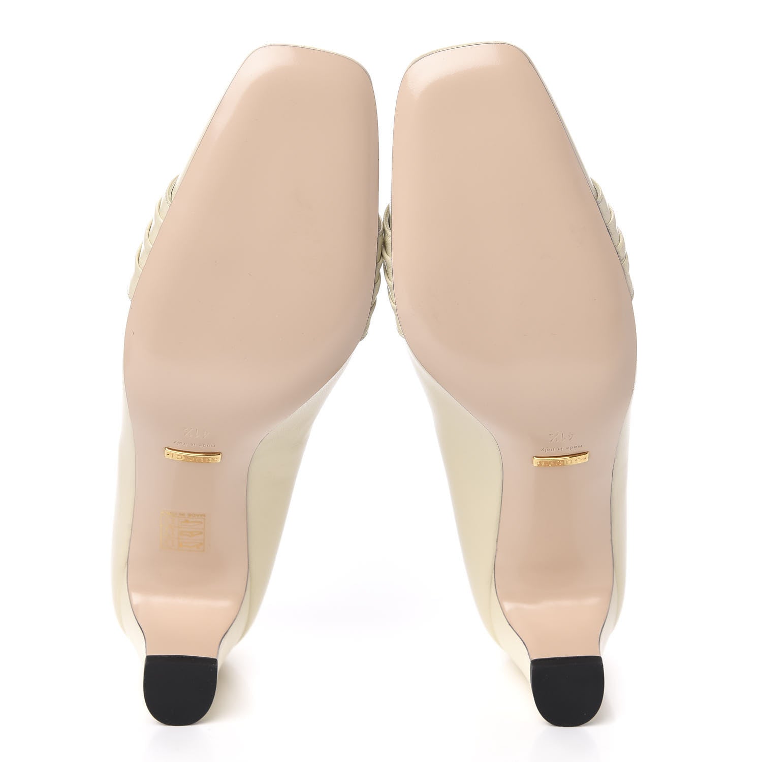Gucci Malaga Kid Half Moon GG Square Toe Pumps 41.5 White 5 of 9