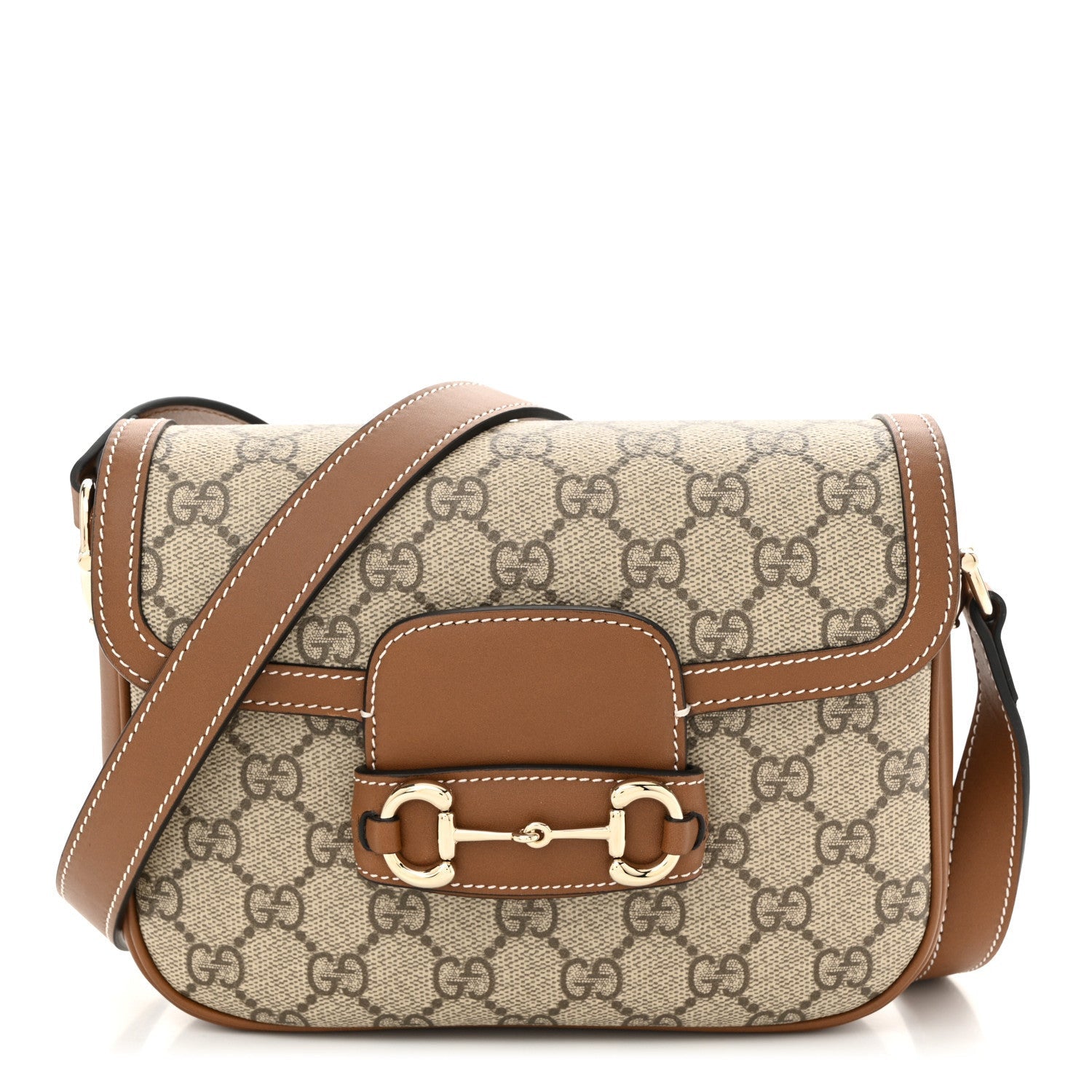 Gucci GG Supreme Monogram Horsebit 1955 Soft Small Shoulder Bag Beige Brown 1 of 7