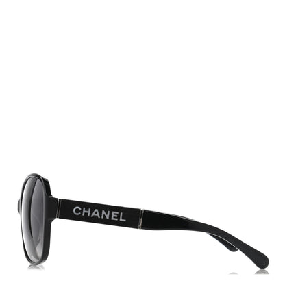Chanel Polarized Round Sunglasses Black 3 of 7