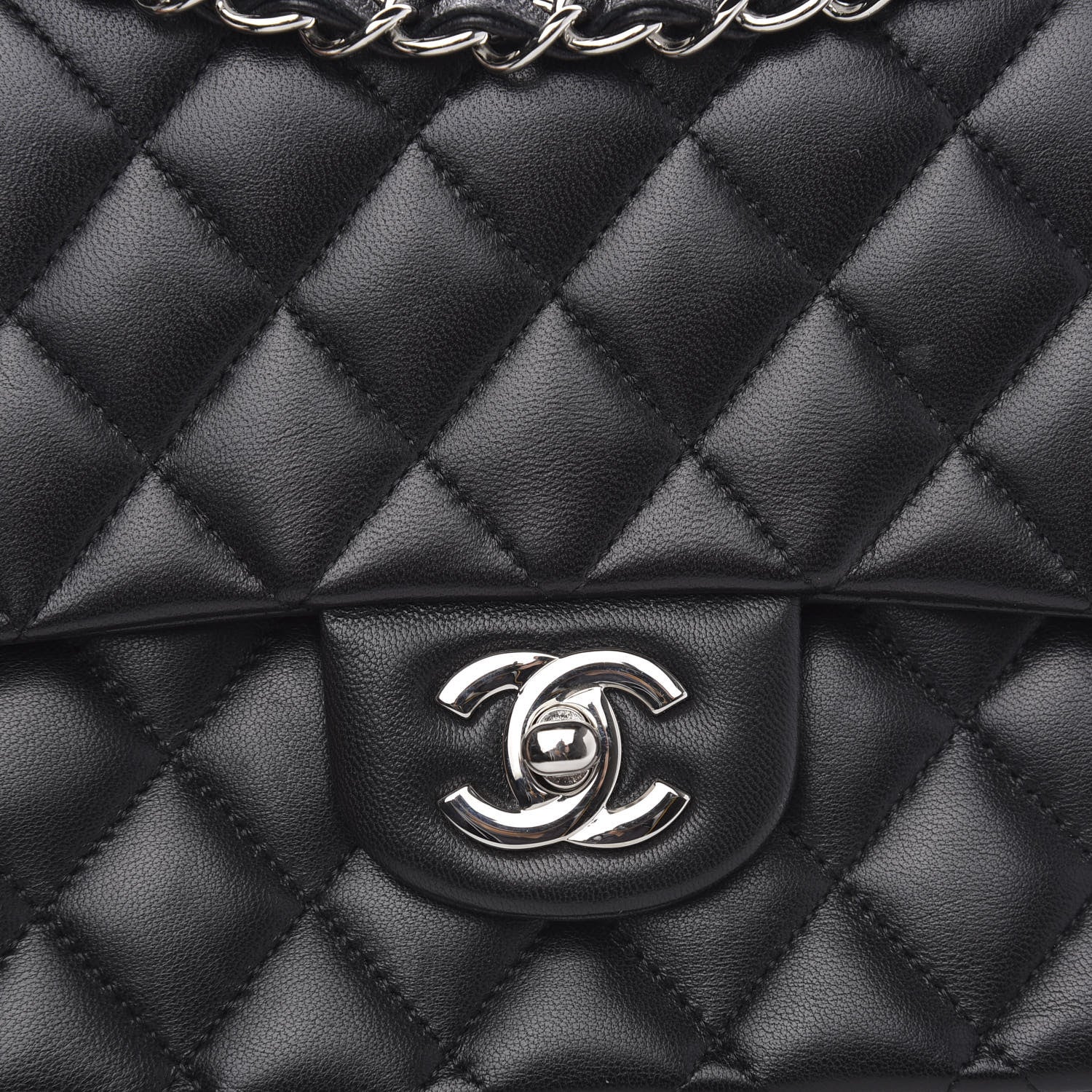 Chanel Lambskin Quilted Medium Double Flap Black 8 of 17