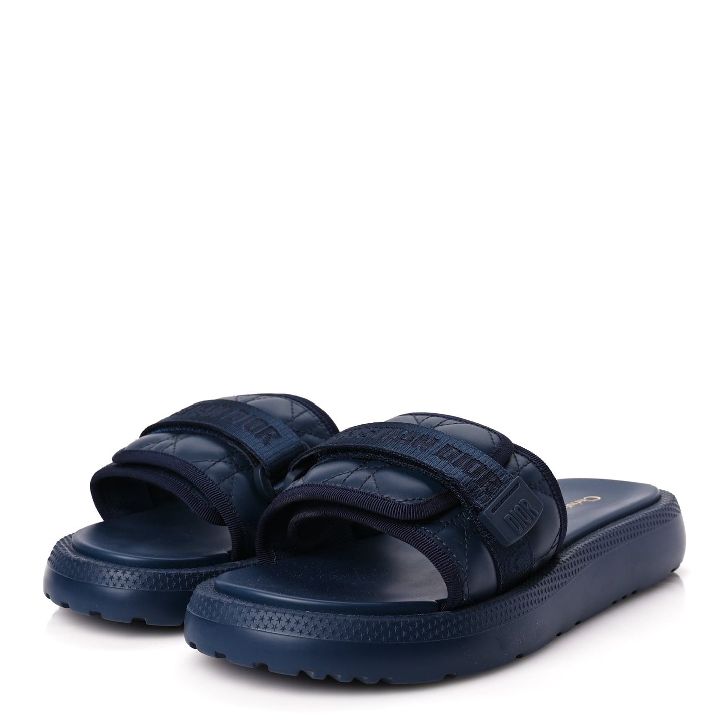 Calfskin Cannage Dioriviera Dio(r)evolution Slide Sandals 41 Blue