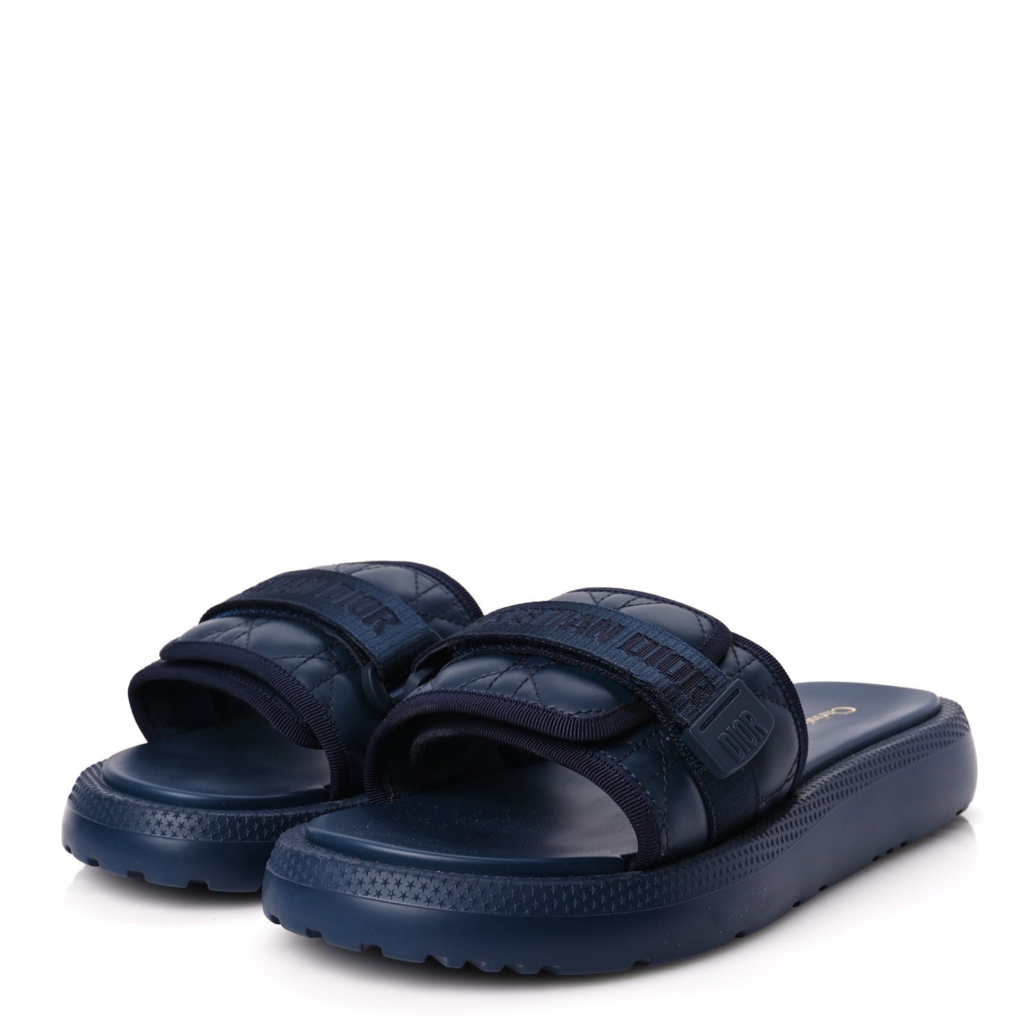 Christian Dior Calfskin Cannage Dioriviera Dio(r)evolution Slide Sandals 41 Blue 4 of 9